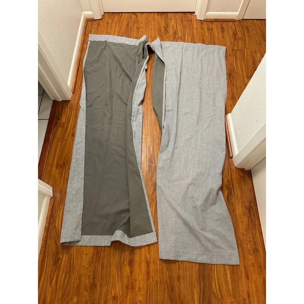 Light Gray Textured Blackout Curtain Panels Set of 2 Rod Pocket 26x61 Linen Look
